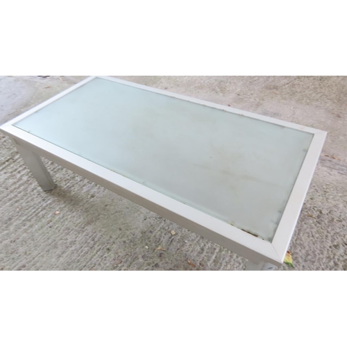 893 - Modern Coffee Table Glass Inset Top Rectangular Form Approximately 4ft Wide