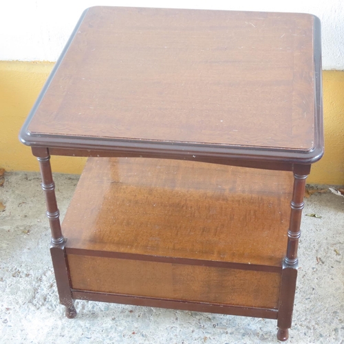 896 - Mahogany Two Tier Occasional Table Turned Corner Supports Approximately 20 Inches Square x 22 Inches... 