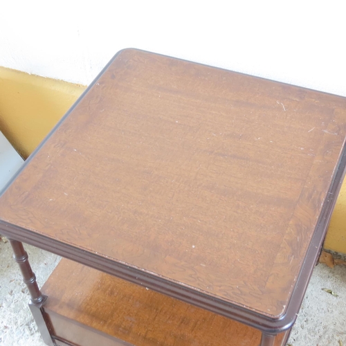 896 - Mahogany Two Tier Occasional Table Turned Corner Supports Approximately 20 Inches Square x 22 Inches... 