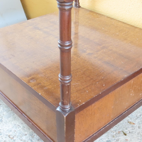 896 - Mahogany Two Tier Occasional Table Turned Corner Supports Approximately 20 Inches Square x 22 Inches... 