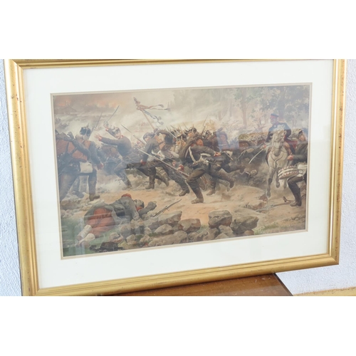 898 - Antique Military Engraving The Charge Approximately 16 Inches High x 28 Inches Wide