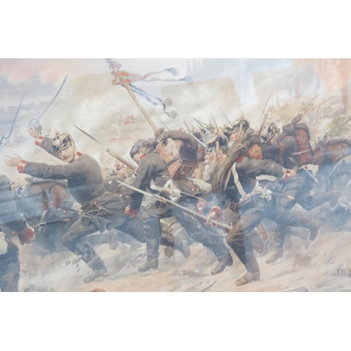 898 - Antique Military Engraving The Charge Approximately 16 Inches High x 28 Inches Wide