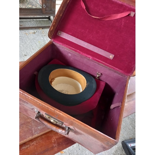 899 - Old Silk Top Hat in Fitted Leather Carry Case