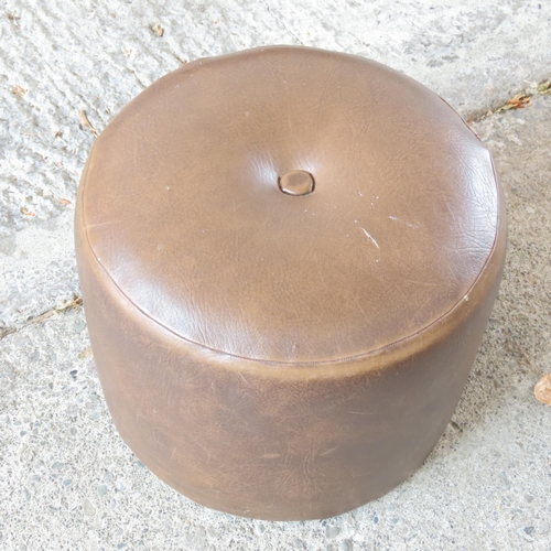 907 - Leather Circular Form Foot Stool