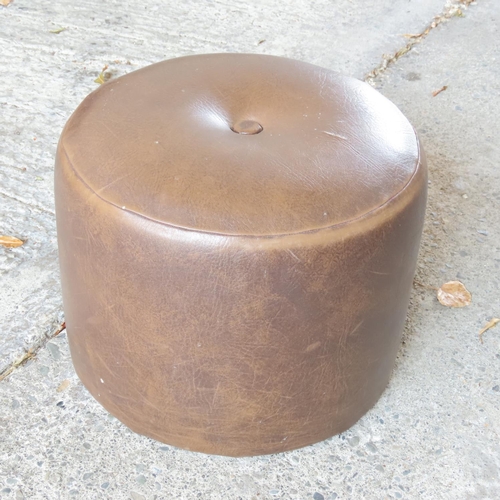 907 - Leather Circular Form Foot Stool