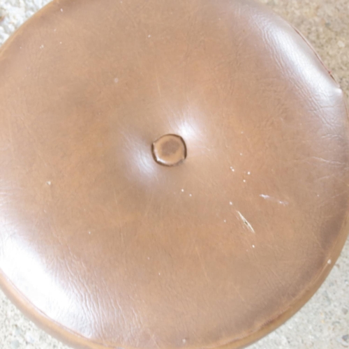 907 - Leather Circular Form Foot Stool