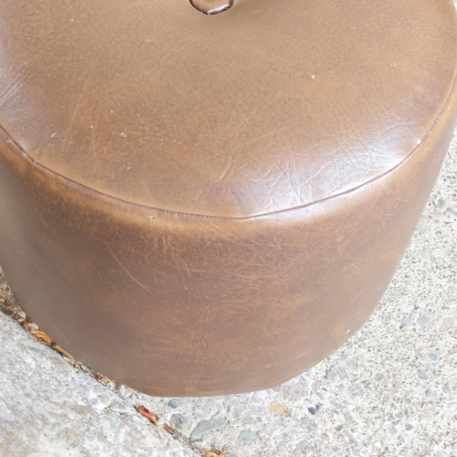 907 - Leather Circular Form Foot Stool