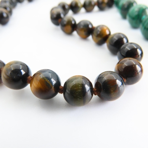 91 - Malachite and Tigers Eye Graduated Form Necklace 38cm Long