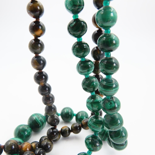 91 - Malachite and Tigers Eye Graduated Form Necklace 38cm Long