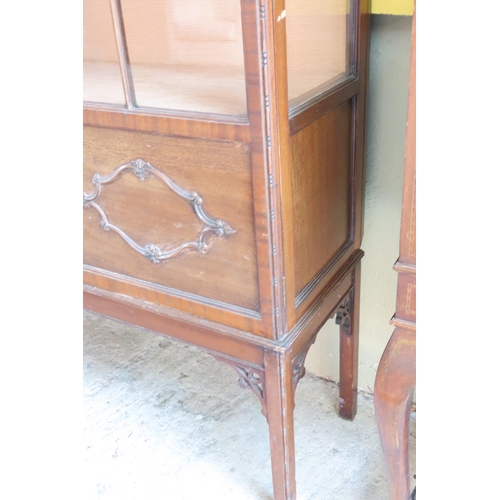 911 - Antique Mahogany Twin Door Display Cabinet Approximately 4ft Wide x 6ft 6 Inches High