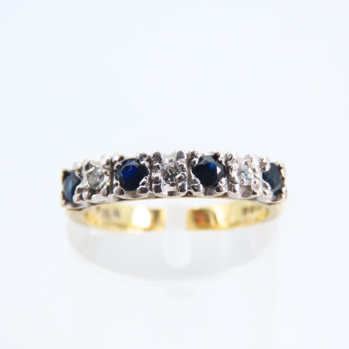 93 - Sapphire and Diamond Ladies Three Stone Ring Mounted on 18 Carat Yellow Gold Band Platinum Set Size ... 