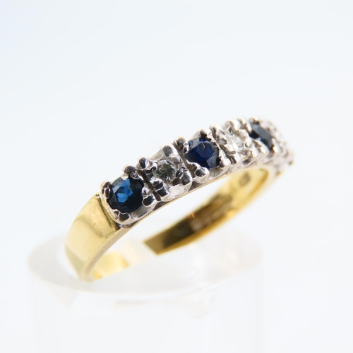 93 - Sapphire and Diamond Ladies Three Stone Ring Mounted on 18 Carat Yellow Gold Band Platinum Set Size ... 