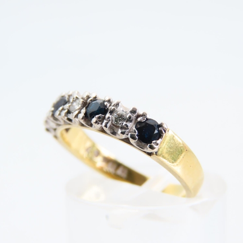 93 - Sapphire and Diamond Ladies Three Stone Ring Mounted on 18 Carat Yellow Gold Band Platinum Set Size ... 