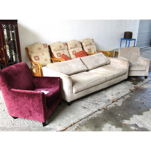 890 - Meridiani Designer Upholstered Three Piece Suite Comprising Large Settee 7ft Wide Approximately with... 