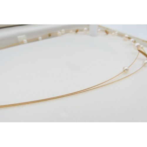 18ct Yellow Gold Seed Pearl Long Chain