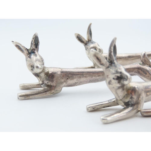 103 - Set of Six Silver Hare Motif Knife Rests Each 9cm Long