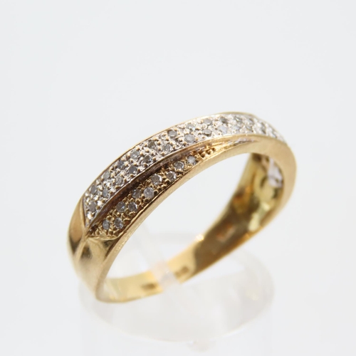 108 - 14 Carat Yellow and White Gold Twin Band Diamond Set Ring Size V