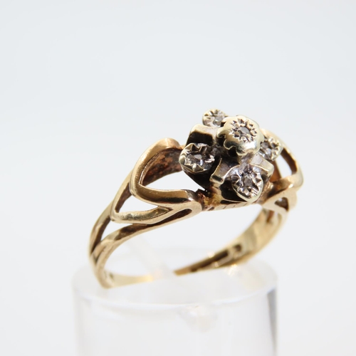 109 - Diamond Cluster Ring on 9 Carat Gold Band