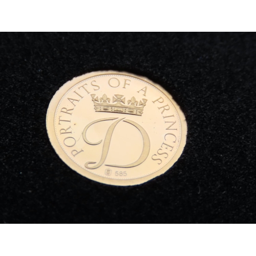 14 Carat Yellow Gold Princess Diana Commemorative Coin Encapsulated Dated 1997