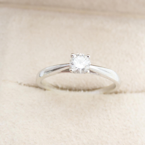 35 - Diamond Solitaire Ring .5 Carat Mounted on 9 Carat White Gold Band Size W