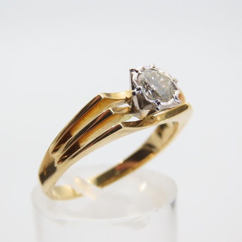 37 - Diamond Solitaire Ring Mounted on 18 Carat Yellow Gold Band Size Q and a Half