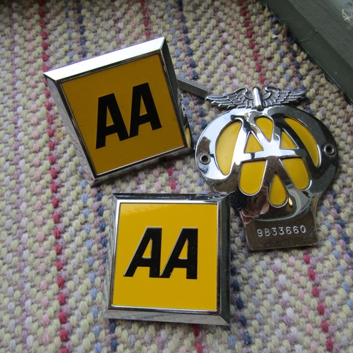 425 - Three Vintage AA Car Mascots Enamel and Chrome Plated