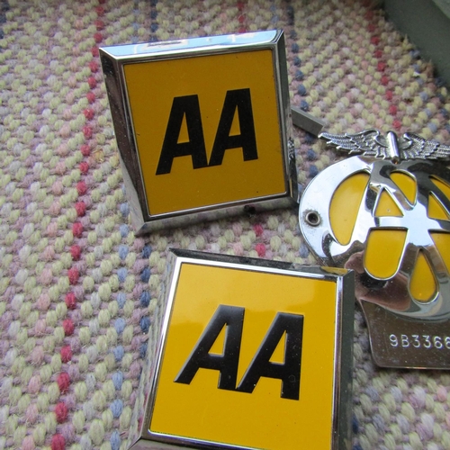 425 - Three Vintage AA Car Mascots Enamel and Chrome Plated