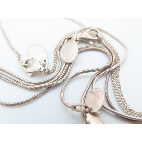 535 - Three Silver Pendant Necklaces Attractively Detailed Each Mounted on Silver Chains