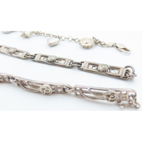 536 - Three Silver Ladies Bracelets Articulated Form