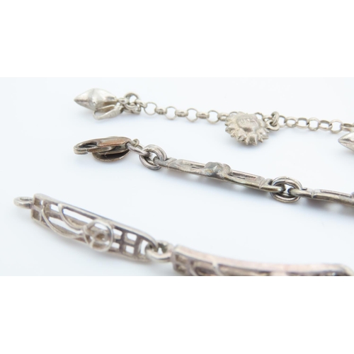 536 - Three Silver Ladies Bracelets Articulated Form