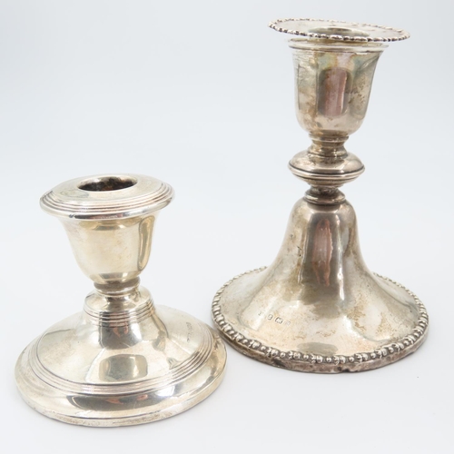 548 - Two Silver Pedestal Form Candle Rest Each 13cm and 8cm High