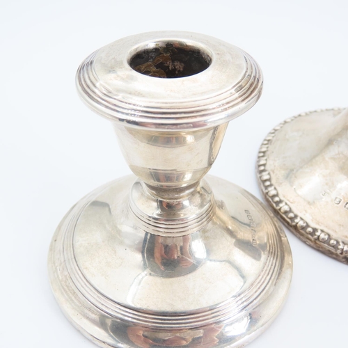 548 - Two Silver Pedestal Form Candle Rest Each 13cm and 8cm High