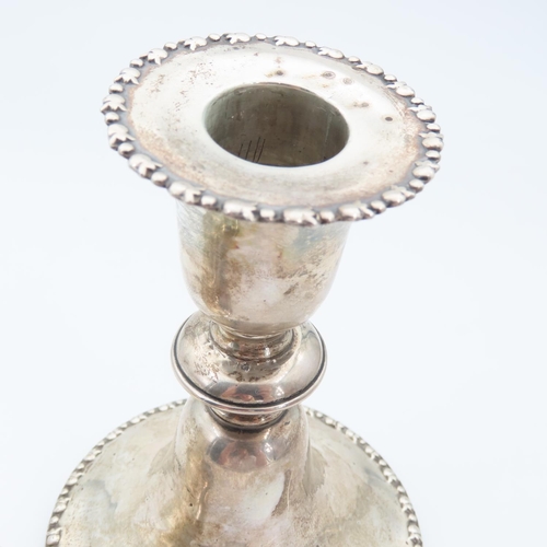 548 - Two Silver Pedestal Form Candle Rest Each 13cm and 8cm High