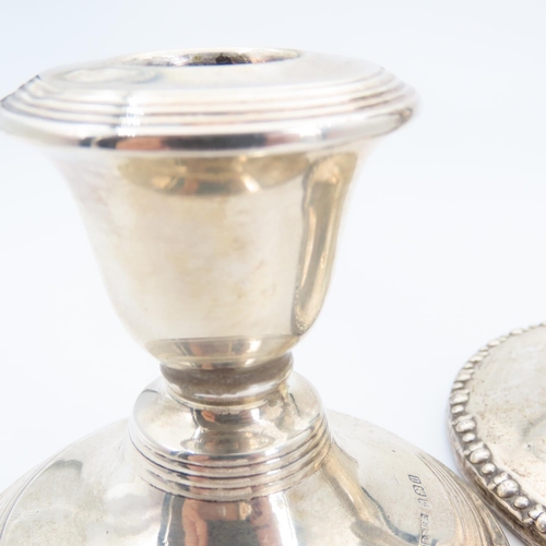 548 - Two Silver Pedestal Form Candle Rest Each 13cm and 8cm High