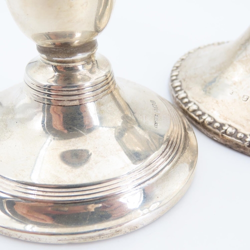 548 - Two Silver Pedestal Form Candle Rest Each 13cm and 8cm High