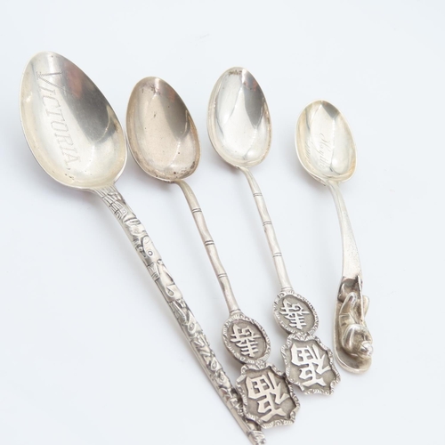 550 - Four Silver Teaspoons Including Pair of Hong Kong Silver Examples