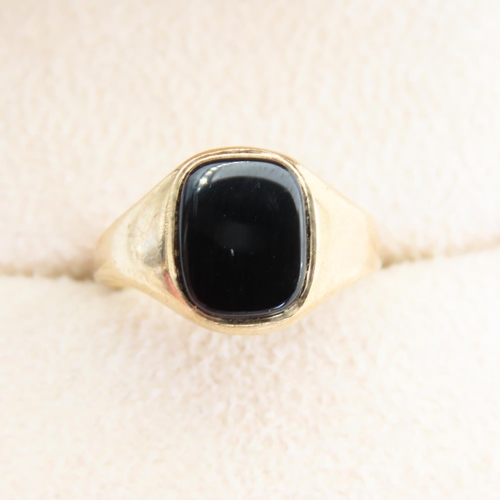 62 - Onyx Panel Set 9 Carat Yellow Gold Ring Size N