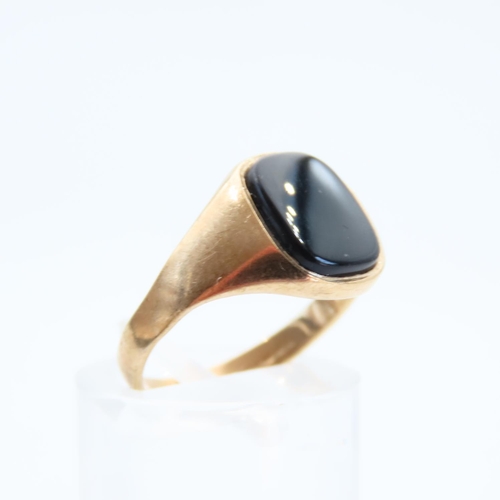 62 - Onyx Panel Set 9 Carat Yellow Gold Ring Size N