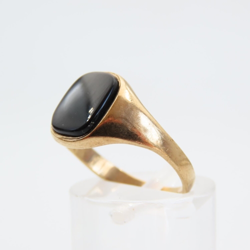 62 - Onyx Panel Set 9 Carat Yellow Gold Ring Size N