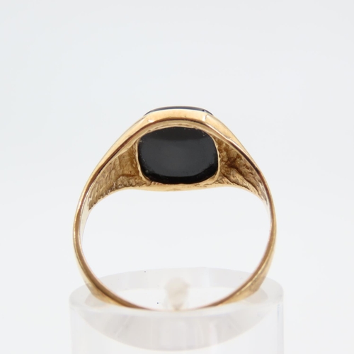 62 - Onyx Panel Set 9 Carat Yellow Gold Ring Size N