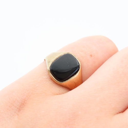 62 - Onyx Panel Set 9 Carat Yellow Gold Ring Size N