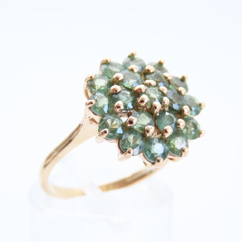 66 - Aquamarine Cluster Ring Mounted on 9 Carat Yellow Gold Band Size N