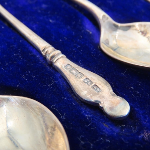 71 - Set of Six Silver Teaspoons Apostle Decorated Finger Rests Each 11cm High