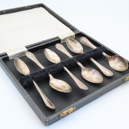 72 - Set of Six Silver Teaspoons Contained within Original Presentation Case Each 10cm High