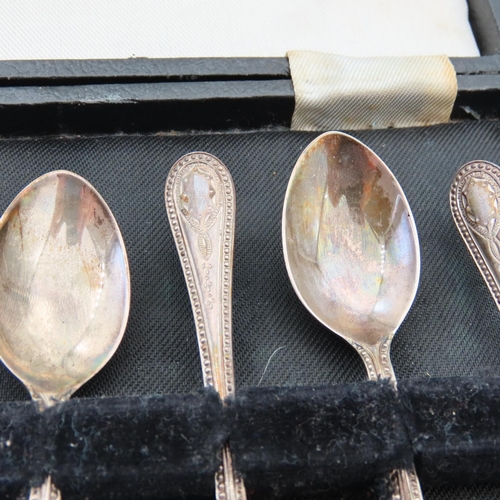 72 - Set of Six Silver Teaspoons Contained within Original Presentation Case Each 10cm High