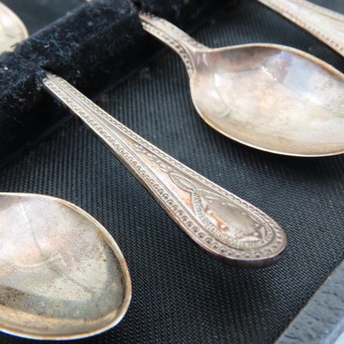 72 - Set of Six Silver Teaspoons Contained within Original Presentation Case Each 10cm High