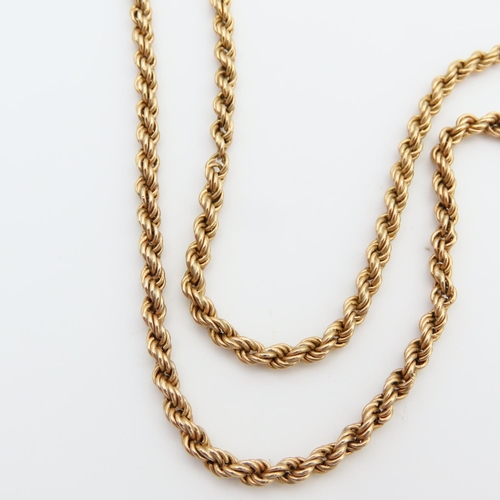 74 - 9 Carat Yellow Gold Rope Twist Form Ladies Necklace Attractively Detailed 60cm Long