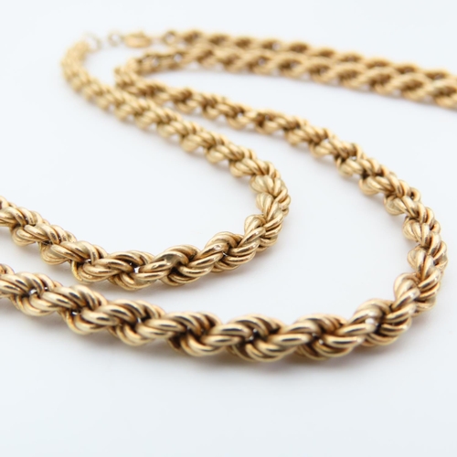 74 - 9 Carat Yellow Gold Rope Twist Form Ladies Necklace Attractively Detailed 60cm Long