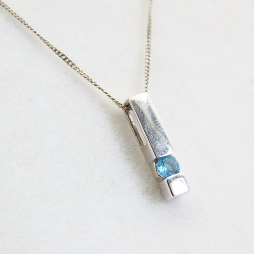 77 - Aquamarine 9 Carat White Gold Pendant 1.5cm High Further Mounted on 9 Carat White Gold Chain 40cm Lo... 