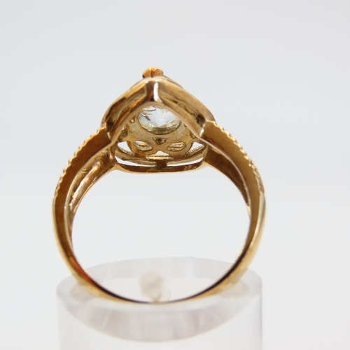 97 - Aquamarine Ladies Ring Mounted on 9 Carat Yellow Gold Band Size N and a Half